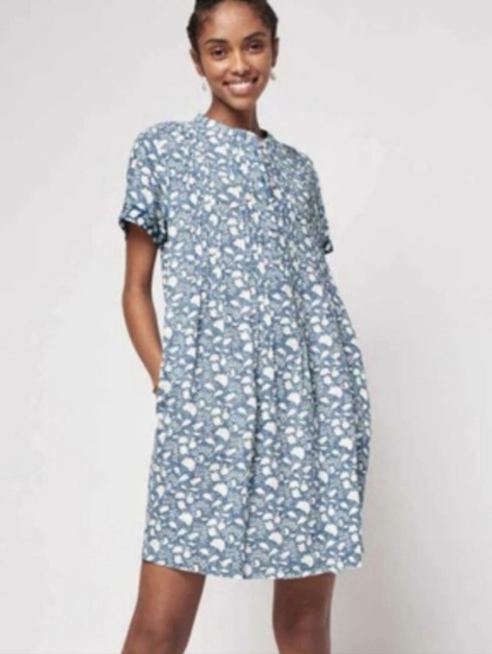 Faherty  Isha Gemina Dress Womens XS Linen Blend Shirt Dress Shift Floral